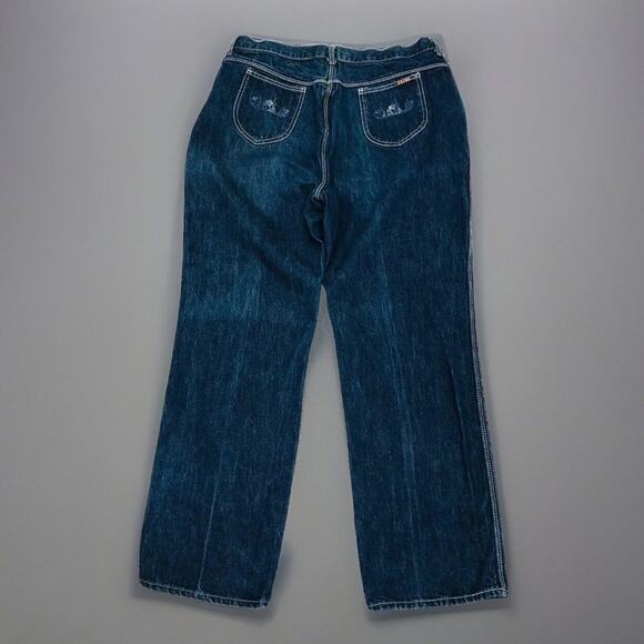 U.R. FREE Jeans Womens W35 x 30L Straight High Waist Embroidered Mom Blue Denim - Picture 1 of 9